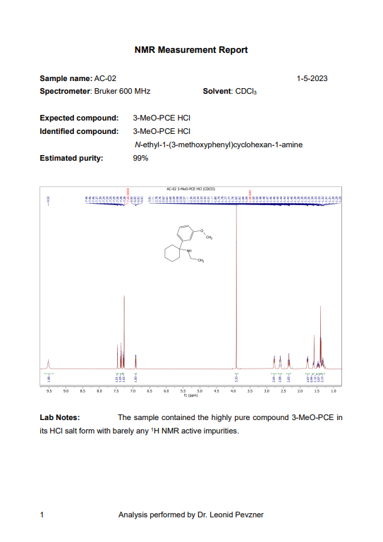 3-MeO-PCE NMR Report Screenshot