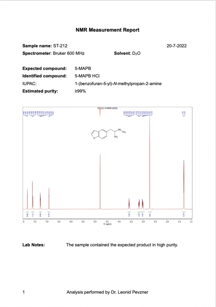 5-MAPB NMR Report Screenshot