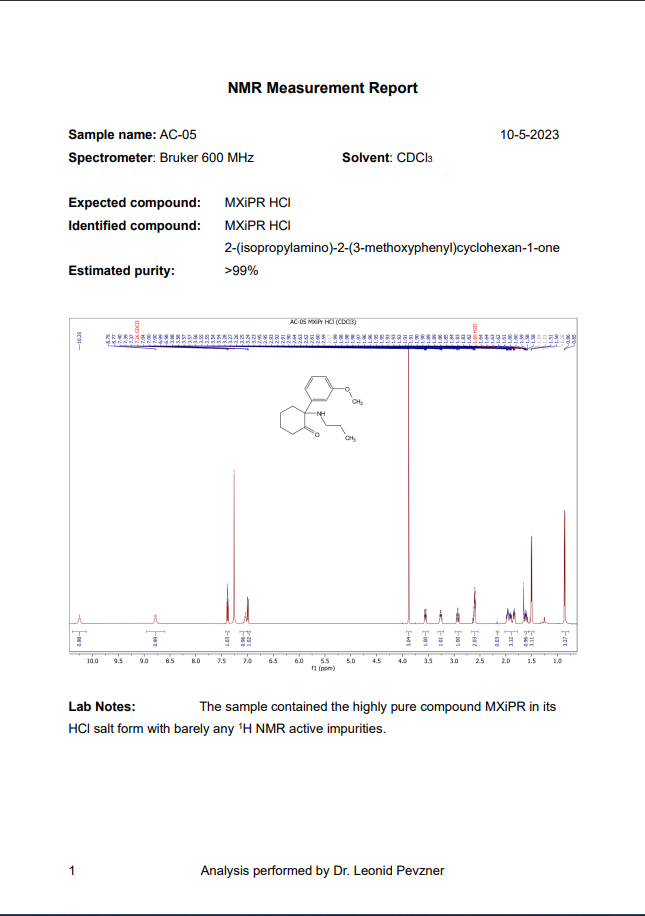 NMR Analysis Report Screenshot