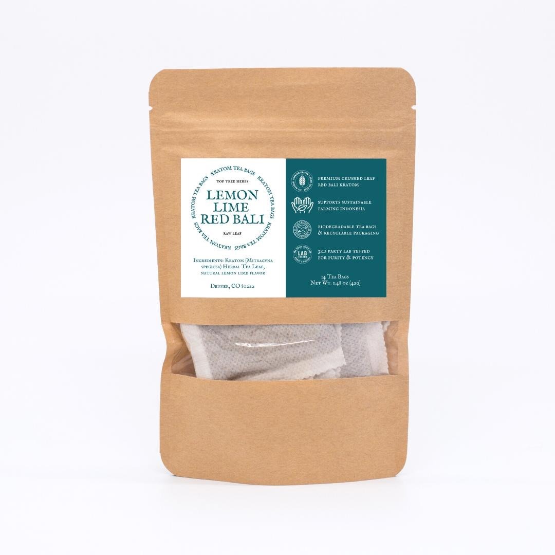 Sachets de thé vert fraise OG Bali Kratom Top Tree Herbs Collectif