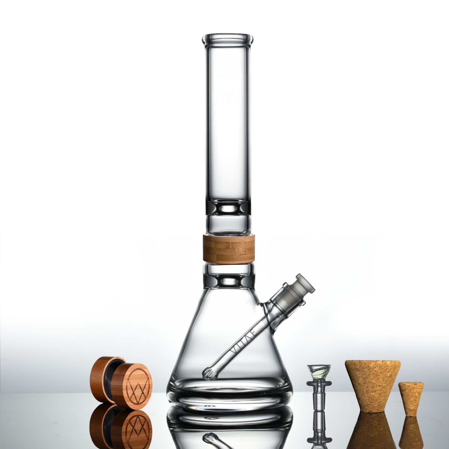 VITAE Glass Classic Beaker Hourglass bamboo set
