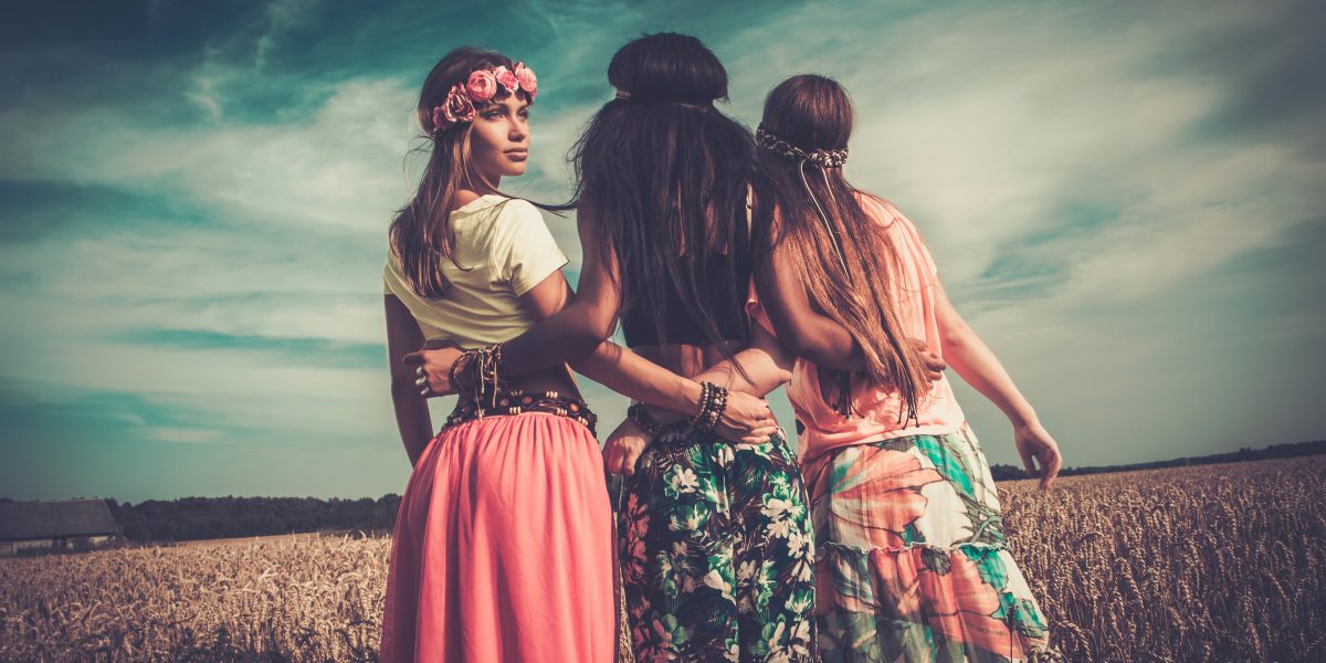 three women in field psychedelic group sessions