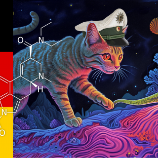 Littlebabyjebus psychedelische kunst een kat die een hagedis achtervolgt ar 126 ad1abc92 f390 420a a5eb b62d730b3addd 1